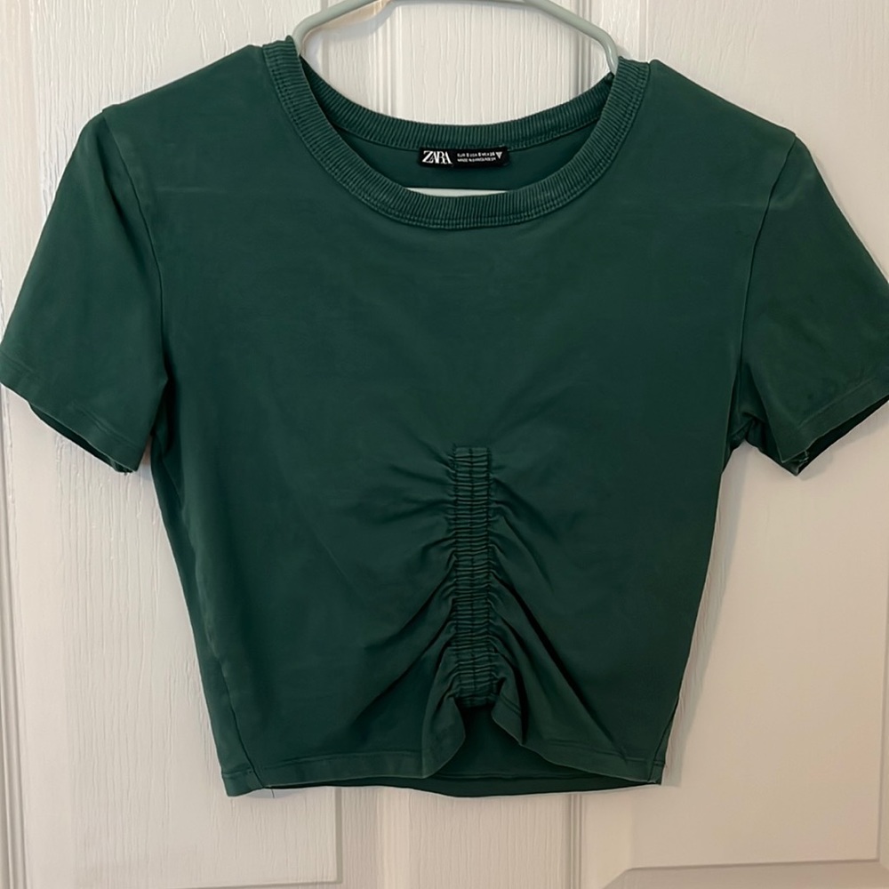 Zara ruched crop tee